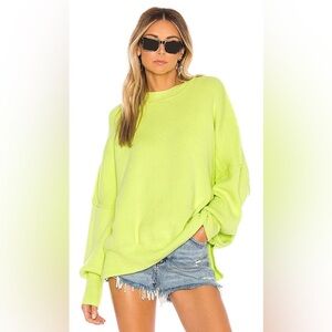 Free People Easy Street Tunic Sweater Bright Lime Small